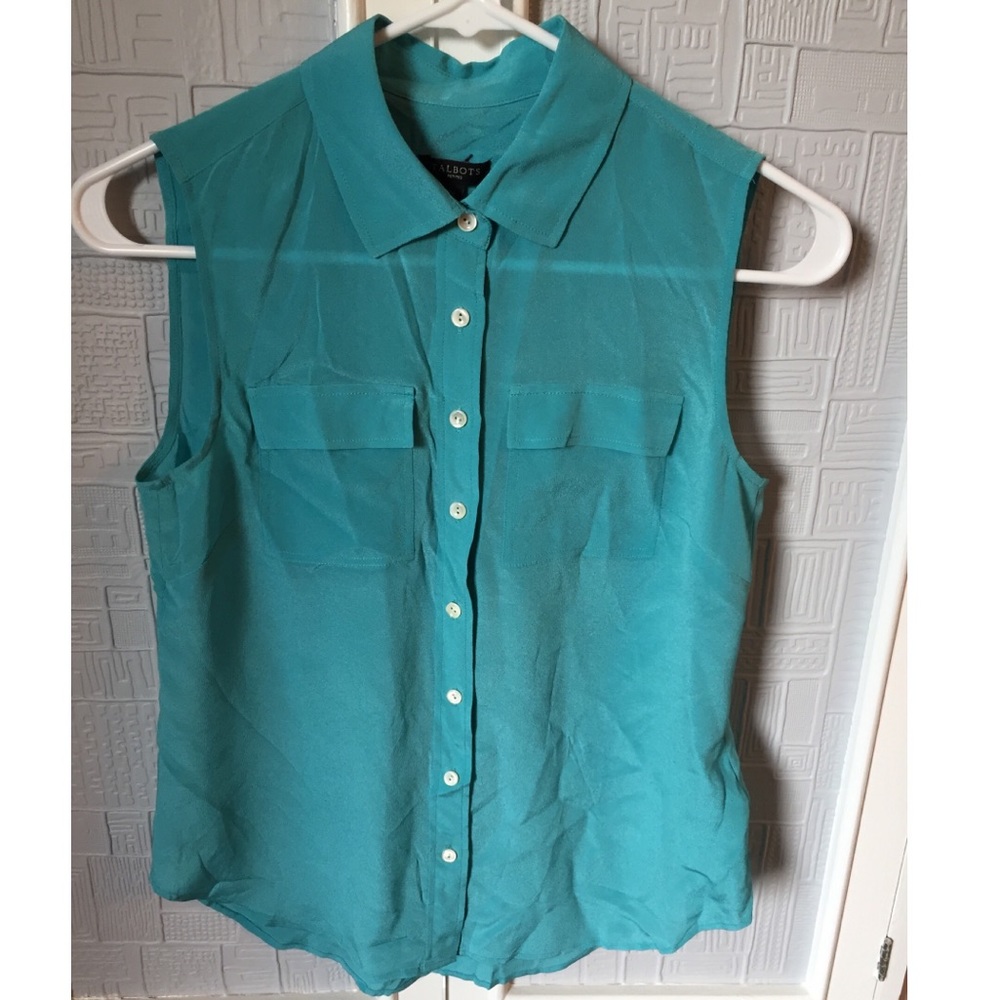 Talbots Petites Teal Sleeveless Blouse